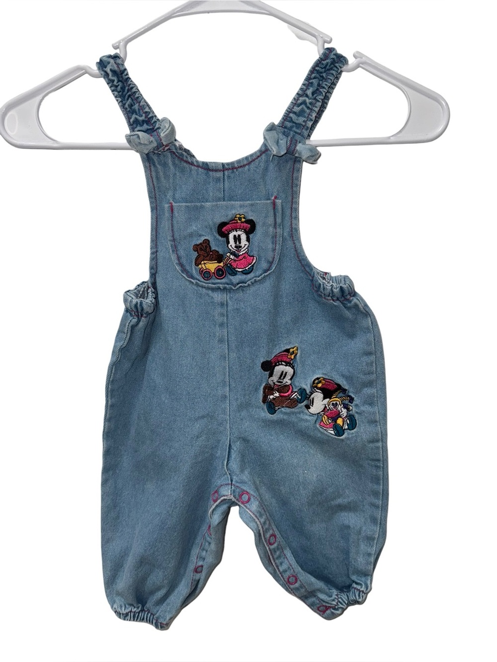 Vintage Baby Mickey & Co Disney Denim Overalls Romper 12M Embroidered Cotton